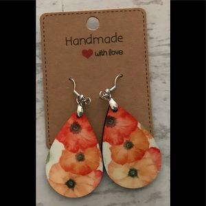 Poppy sublimation teardrop earrings